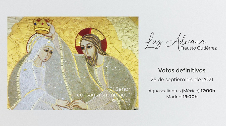 Invitación a la ceremonia de votos definitivos de Luz Adriana Frausto